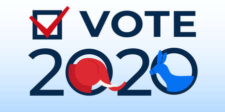 Presidential election in USA 2020 design template. Donkey and elephant symbols of political parties...