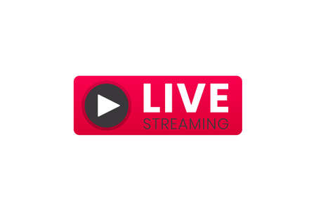 Live streaming icon. Button for broadcasting, livestream or online stream. Template for tv, online channel, live breaking news, social mediaのイラスト素材