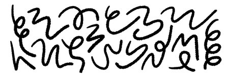 Charcoal scribble stripes and grunge paint squiggle shapes. Kids crayon or marker doodle rouge hand drawn scratches. Vector illustration of waves, swirls in marker sketch style.のイラスト素材