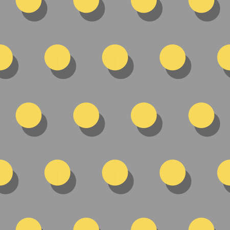 Seamless pattern dots with shadow in trendy grey and yellow. Polka dots background. For decoration wallpaper, interiorのイラスト素材
