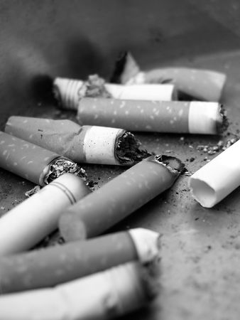 Close-Up of Ashtray with Cigarettes
