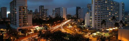 Waikiki Panorama at Nightの写真素材