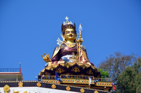 Big golden statue of Padmasambhava or Guru Rinpoche in Rewalsar, Himachal pradesh, Indiaの写真素材