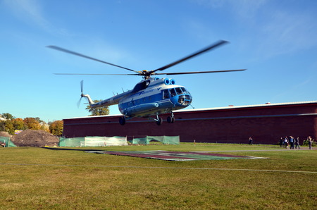 Baltic Airlines helicopter takes off, Saint-Petersburgのeditorial素材