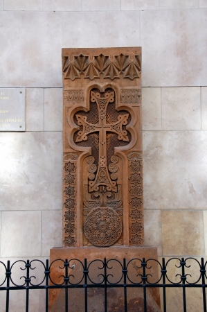Cross-stone; a traditional Armenian cross  in Marseille, Franceのeditorial素材