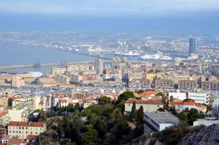 Marseille, France;  Birds-eye viewの写真素材