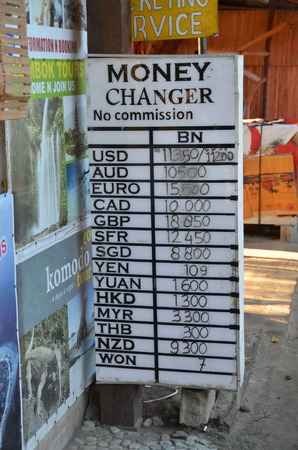  Currency exchange on the island of Gili Trawangan, Indonesia;  The course of Indonesian rupee on may 27, 2014のeditorial素材