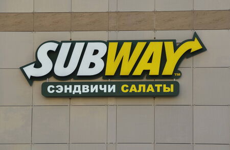The logo of the brand  Subway , Saint-Petersburg, Russia のeditorial素材