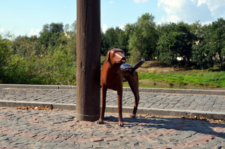 Monument to the first electric lamp post in the city of Vologda; Townspeople call it monument to pissing dogのeditorial素材