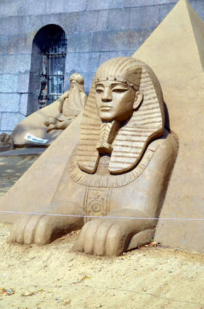 Sphinx. Sand sculpture in Peter and Paul Fortress, St-Petersburgのeditorial素材