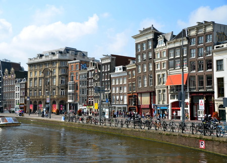 Embankment in Amsterdam, the capital city of Hollandのeditorial素材