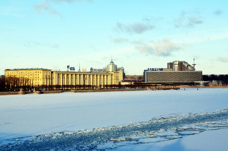 View of Petrovskaya quay in Saint-Petersburg, Russiaのeditorial素材
