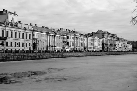 View on Fontanka River embankment in St. Petersburg, Russiaの写真素材