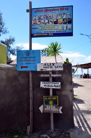 Pointers on the island of Gili Trawangan, Indonesiaのeditorial素材