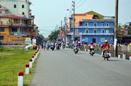 Cityscape of Hue Vietnam. View on one of the central streetsのeditorial素材