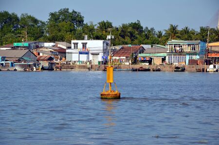Can Tho, Vietnam. Yellow buoy on the Mekongのeditorial素材