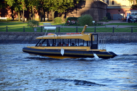 Aquabus, St. Petersburg, Russia. Aquabus is regular river transport in St. Petersburg from May till Octoberのeditorial素材