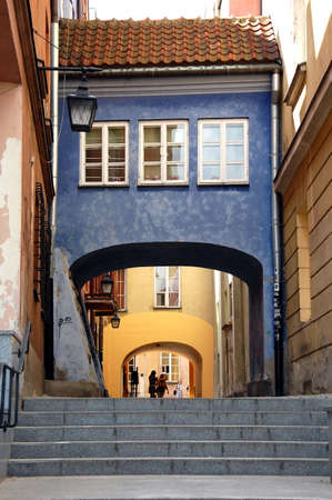 Arch in the old town in Warsaw, Poland