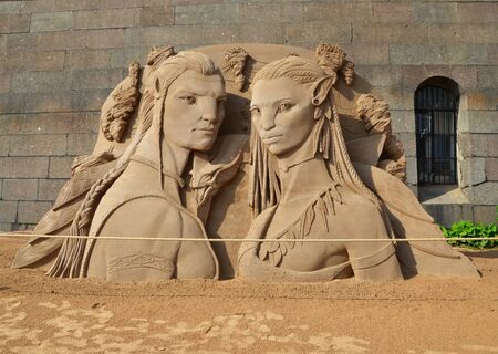Sand sculpture in Peter and Paul Fortress, St-Petersburg. Based on the movie "Avatar"のeditorial素材
