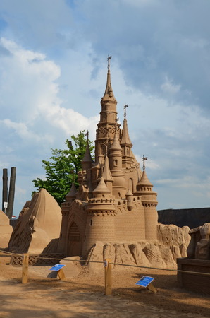 Castle of Princess. Sand sculpture in Peter and Paul Fortress, St-Petersburgのeditorial素材