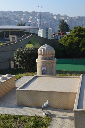 ISTANBUL, TURKEY - DEC 27, 2015 - Scale model of Zeynel Bey Complex at Miniaturk park in istanbul, the largest miniature park in the world. The park contains 105 buildingsのeditorial素材