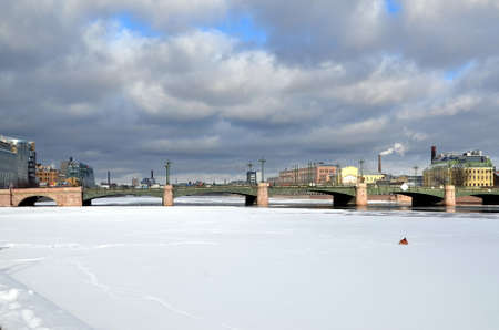 View on the Sampsonievsky bridge in Saint-Petersburg, Russiaのeditorial素材