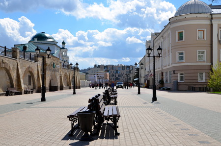 KAZAN, TATARSTAN, RUSSIA - MAY 13, 2017 - Bauman street in Kazan - pedestrian street in the old town