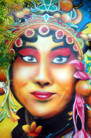 MALACCA, MALAYSIA - APRIL 7, 2012 - Graffiti in Malacca, Malaysia. Portrait of a beautiful girlのeditorial素材