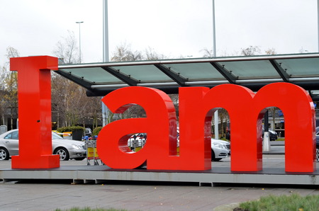 AMSTERDAM, HOLLAND â NETHERLANDS â DEC 23, 2012 - I am. Fragment of the inscription I amsterdam, Hollandのeditorial素材