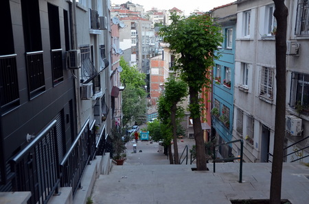 ISTANBUL, TURKEY - MAY 15, 2018 - Descent to Katabas Pier in Istanbul, Turkeyのeditorial素材