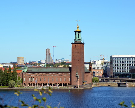 View on City hall of Stockholm, Swedenの写真素材