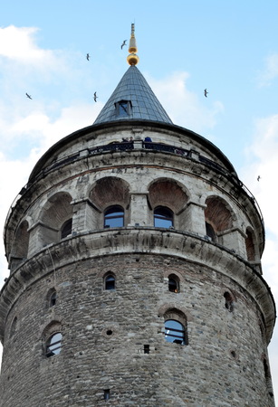 Galata Tower in Istanbul, Turkey. Bottom viewのeditorial素材
