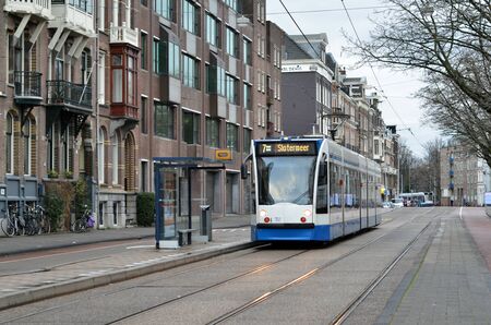 AMSTERDAM, NETHERLANDS - DEC 25, 2012 - Public transport in Amsterdam, Holland. Tram number 7のeditorial素材