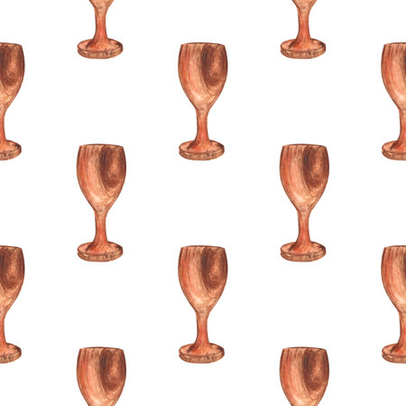 wooden goblet watercolor. Kwanzaa. on isolated white background, hand drawn. Perfect for card design, invitation, scrapbooking, fabric printing.の写真素材