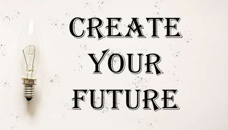 Create your future The text is written on a white background, next to a light bulb