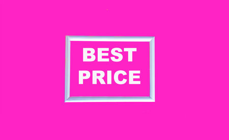 BEST PRICE on bright pink paper in a silver frameの写真素材