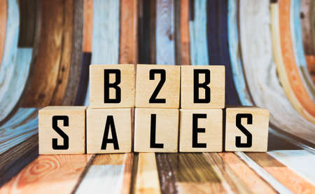 B2b sales text on wooden blocks isolated on colored background, business and finance partnership conceptの写真素材