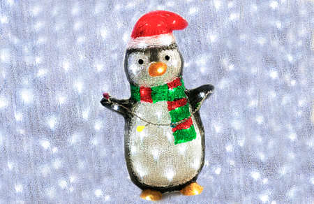 happy snowman toy on silver glowing background
