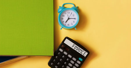 Finance word on screen calculator in finance accounting management concept and calculate about cost planningの写真素材