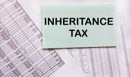 Paper feed with conceptual taxable text. Text written on documentsの写真素材