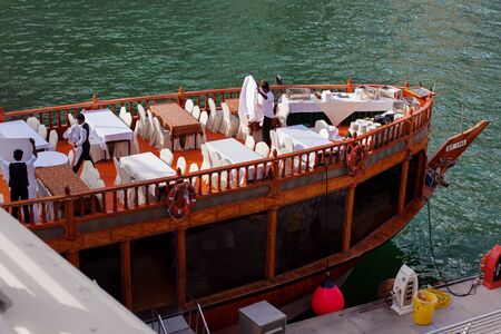 Dubai, UAE, April 2018, Water Restaurant in Dubai Marina