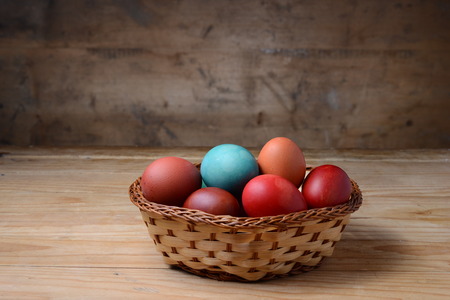 Easter eggs in basket.