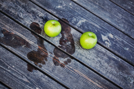 fresh apples and footの写真素材