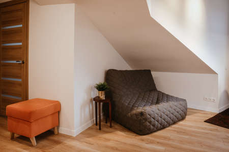 living room minimalistic interior in the real flat