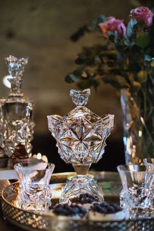 elegant table decoration for event or celebrationの写真素材