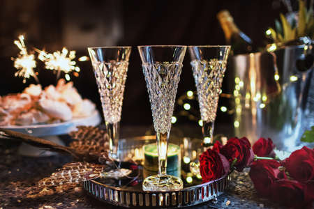 elegant table decoration for event or celebrationの写真素材