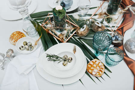 beautiful and cozy bright easter table decoration