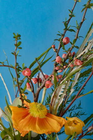 original modern floral composition with beautiful flowers