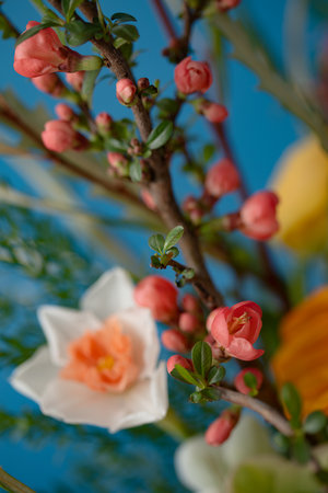 original modern floral composition with beautiful flowersの写真素材