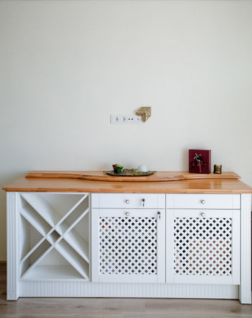 Interior design of modern kitchen in scandinavian style.